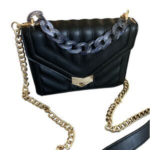 Mia K. Collection black‎ quilted crossbody bag